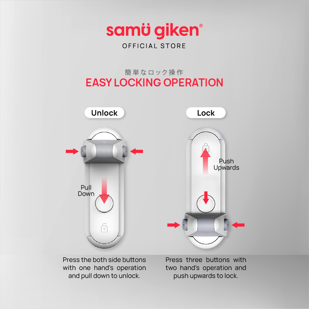 Samu Giken 3207 Safety Lock, Door Lock - Grey White