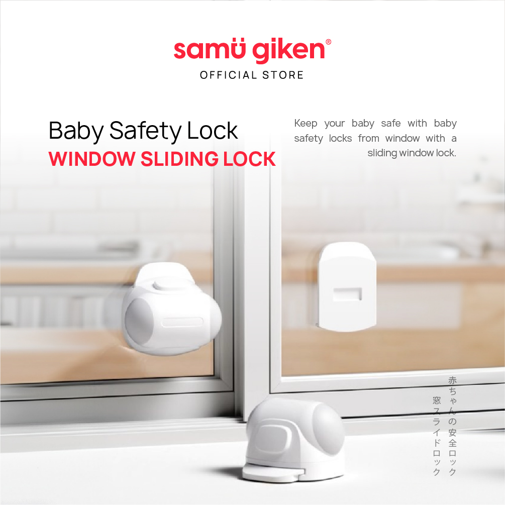 Samu Giken 4112 Safety Lock, Sliding Window Lock - Grey White