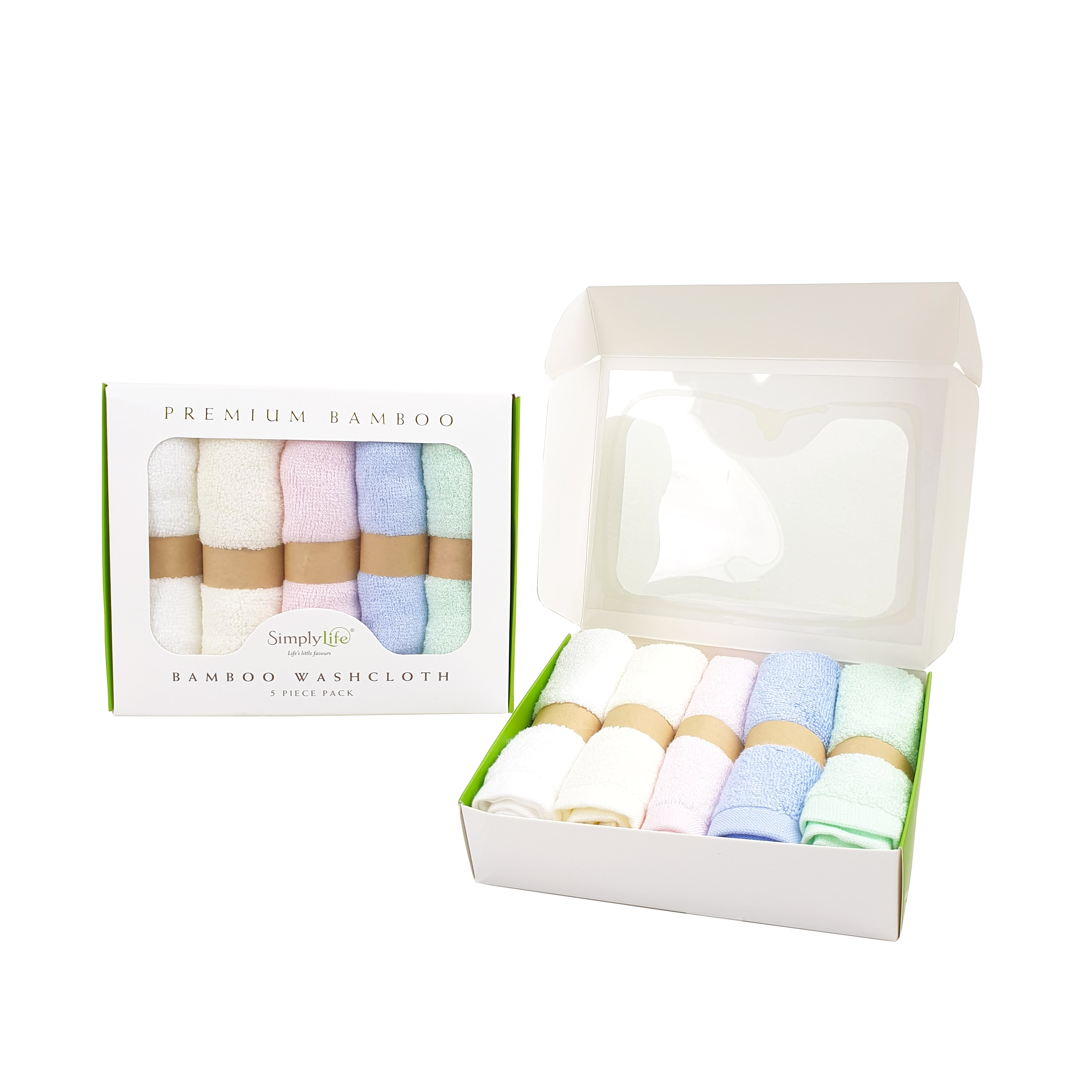baby-fair Simply Life Premium Bamboo Wash Face Cloth (5pcs/Set) Bundles of 2 pack
