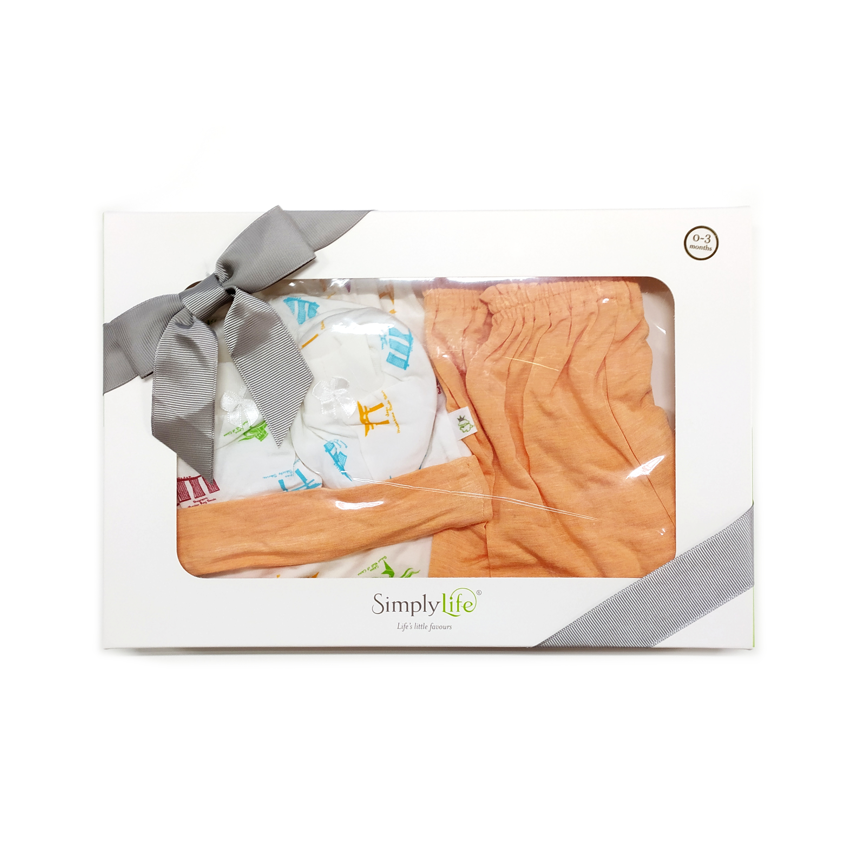 baby-fair Simply Life Travel Collection - 1pc Stretchy Romper, 1pc Long Pants with Footie, Mittens & Booties Set, Cap