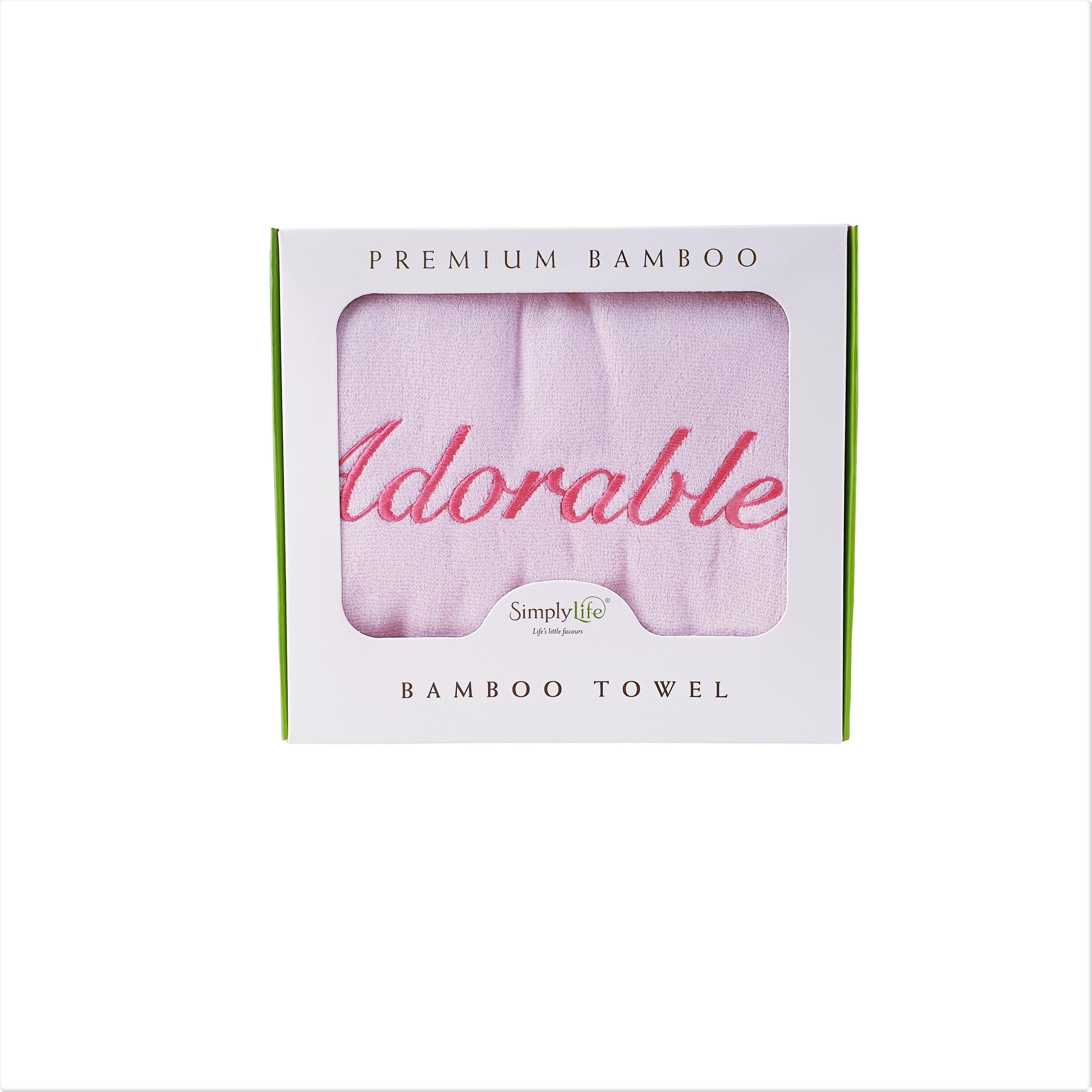Simply Life Children Bamboo Towel - Adorable (Embroidery) 320g , 500gsm premium range (60cm x 120cm) Pink (SLTW-288AP)