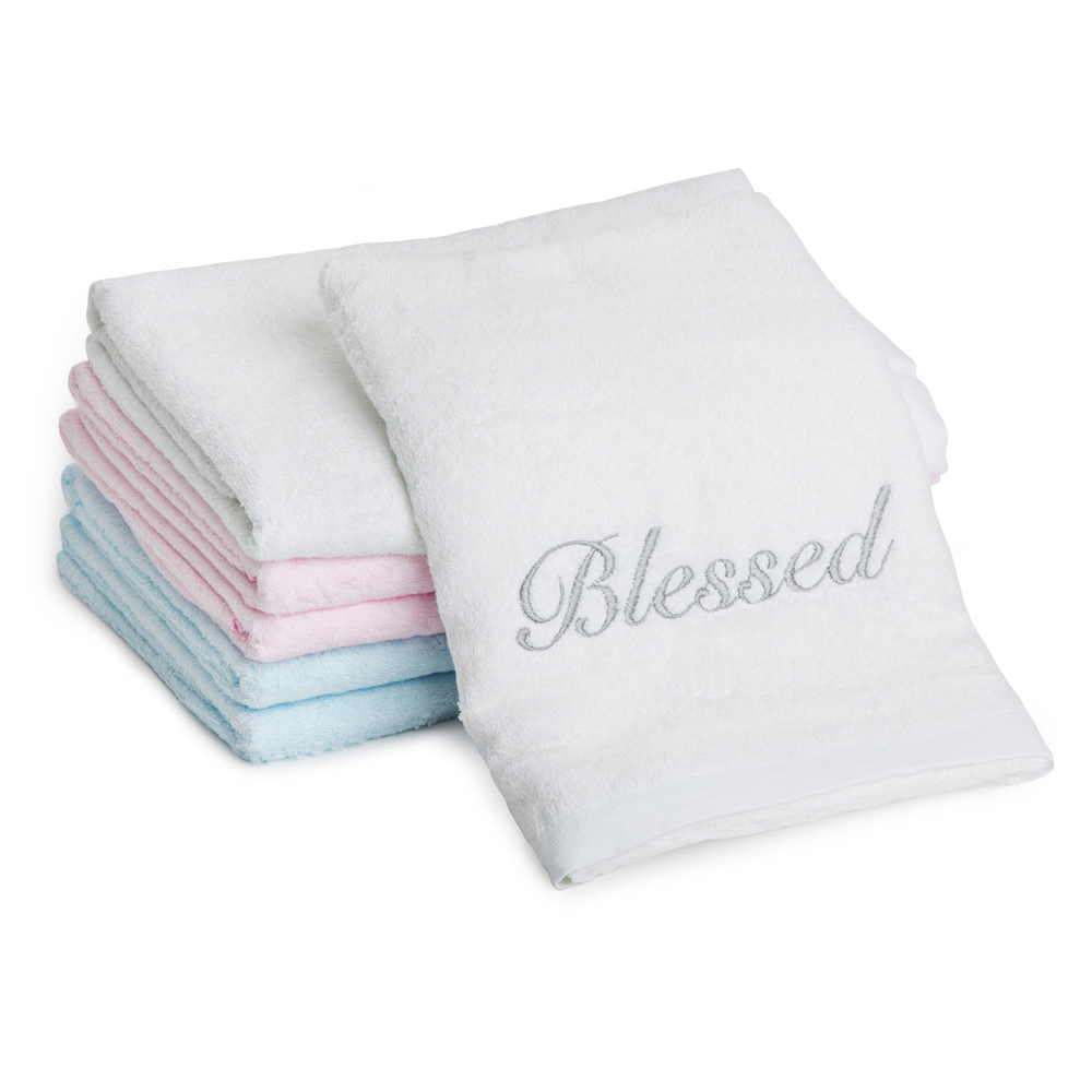 Simply Life Children Bamboo Towel - Blessed Embroidery (60cm x 120cm) Blue (SLTW-288BB)
