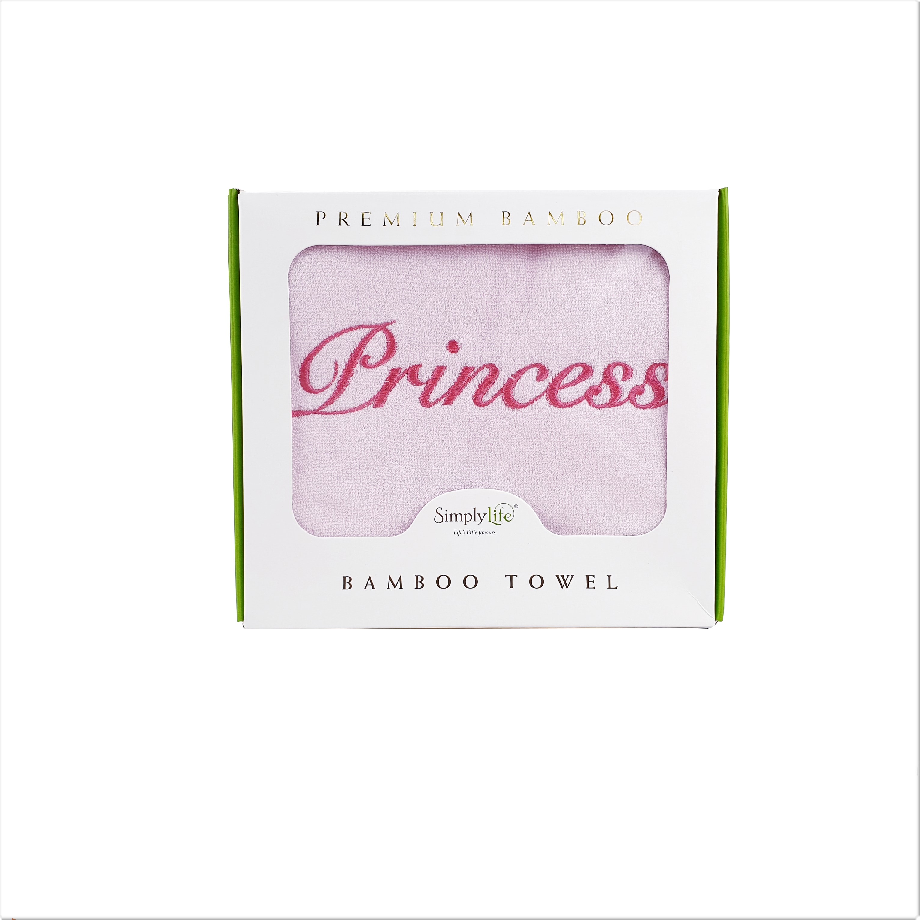 [Bundle of 2] Simply Life - Princess Embroidery Premium Bamboo Towel (120cm x 60cm) Pink (SLTW-288PRP)