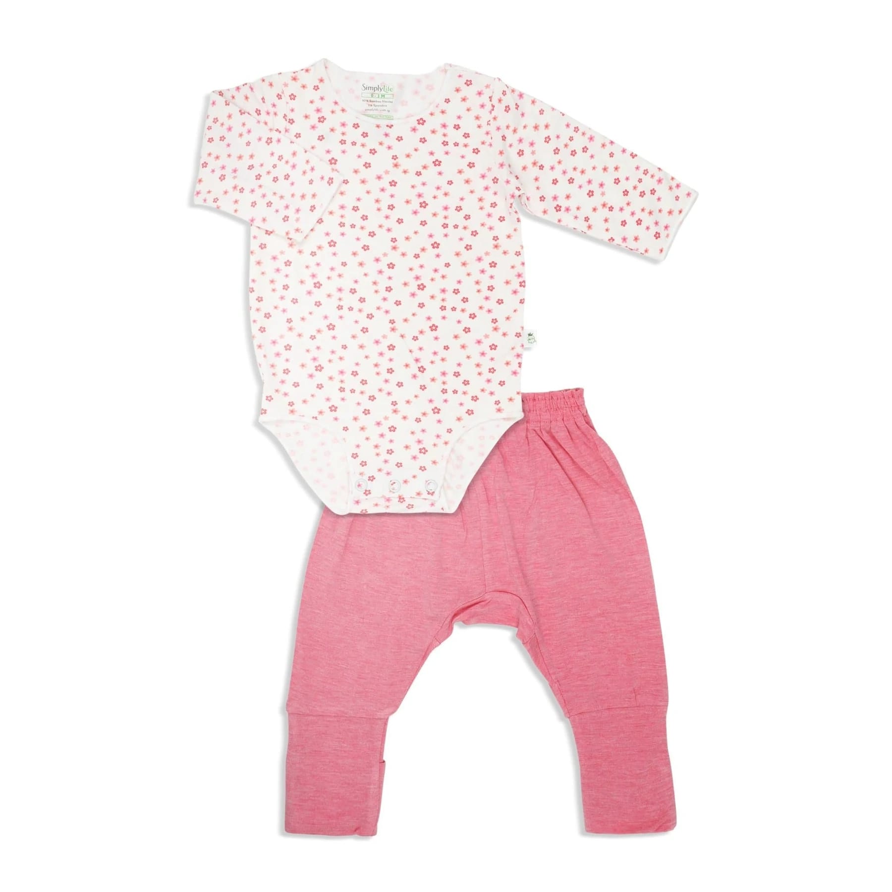 Simply Life Floral - Long-Sleeved Stretchy Romper With Foldable Footie Pants