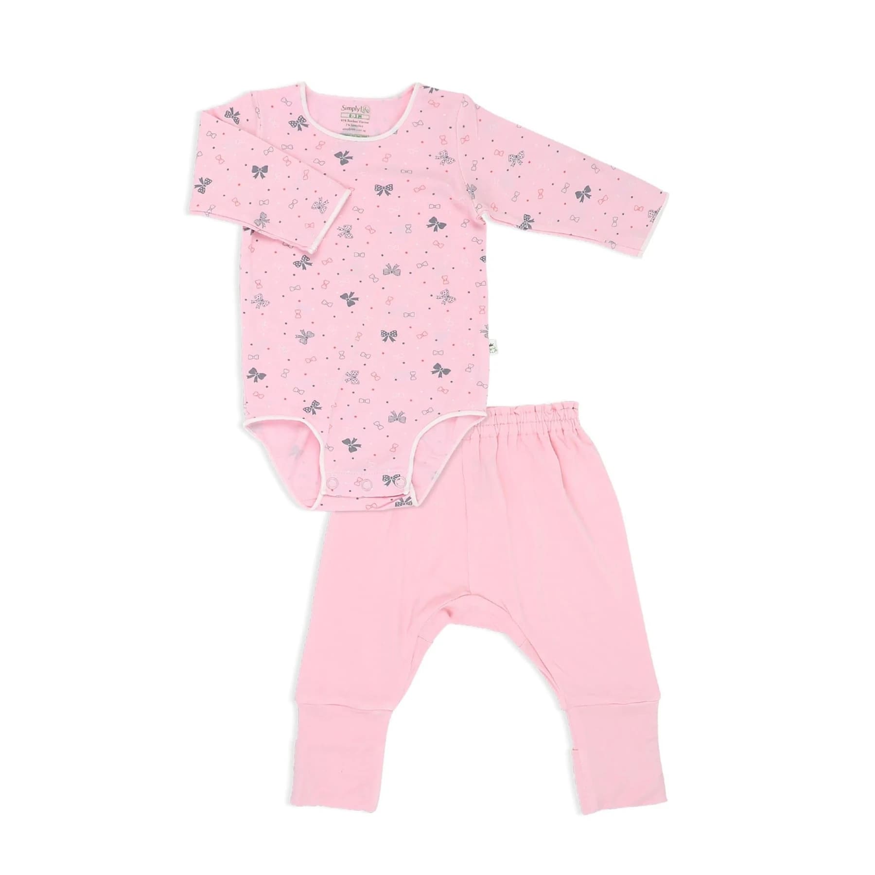 Simply Life Ribbons - Long-Sleeved Stretchy Romper With Foldable Footie Pants