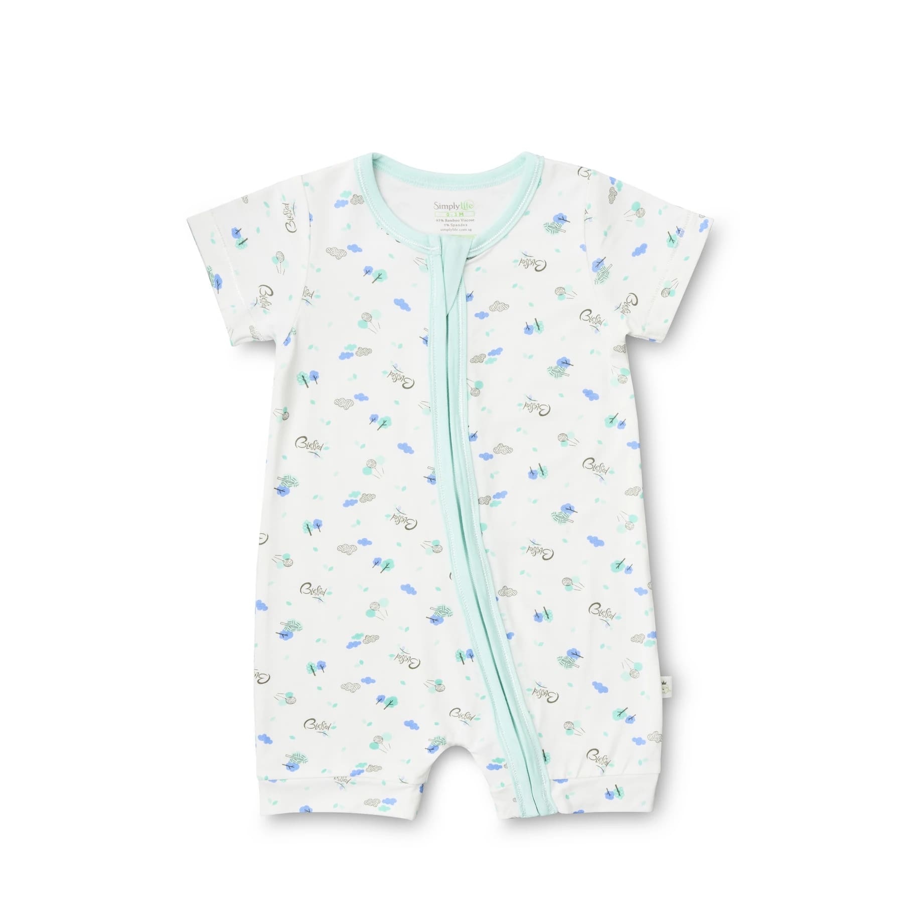 Simply Life Bamboo Short Sleeved Zipper Shortall - Blessed (SLWR-36BD)