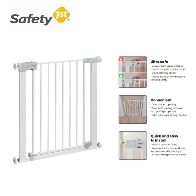 Safety 1st Auto Close U-Pressure Fix Gate - White