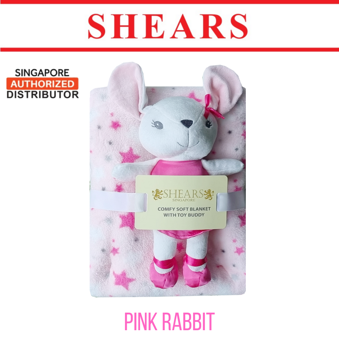 Shears Baby Blanket Toddler Fleece Blanket with Toy Buddy Pink Rabbit