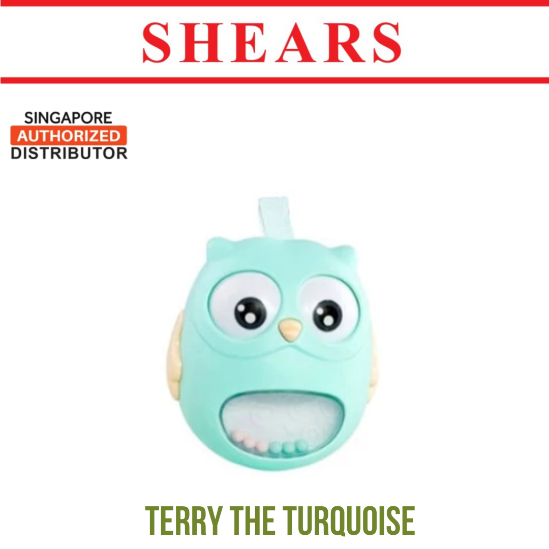 Shears Baby Hard Toy Baby Rattle Tumbler Toy Terry the Turquoise Owl