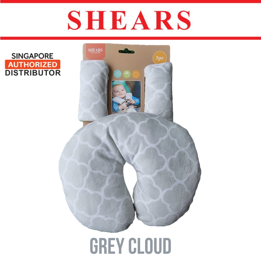 Shears Baby Pillow Toddler Neck Pillow n Seat Belt Cover GREY CLOUD