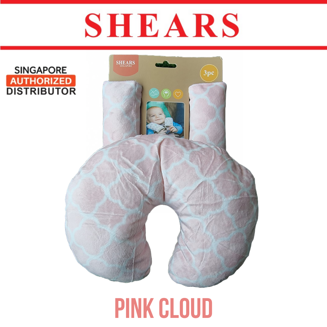 Shears Baby Pillow Toddler Neck Pillow n Seat Belt Cover PINK CLOUD