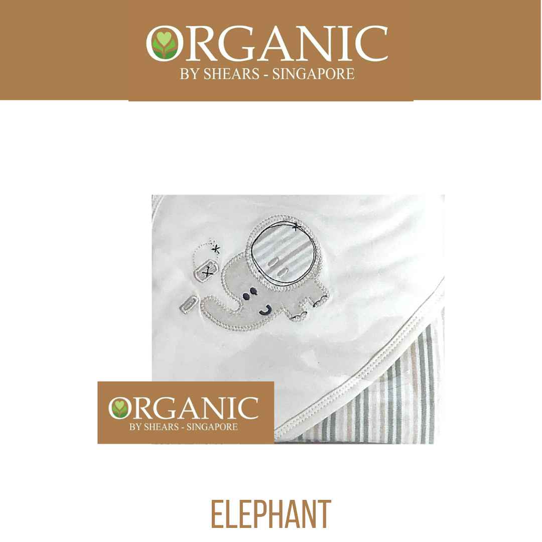 Shears Organic Baby Blanket Toddler Hooded Blanket Elephant