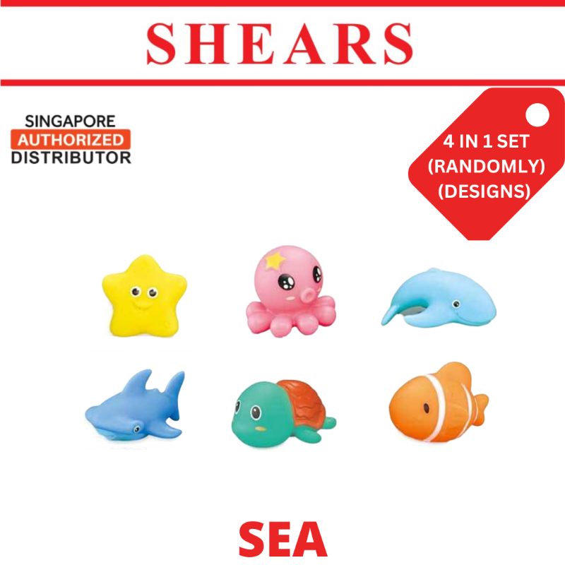 Shears Baby Toy Toddler Bath Toy 4 Pcs Rubber Sea Animal