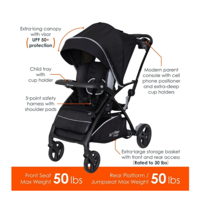 stroller with stand