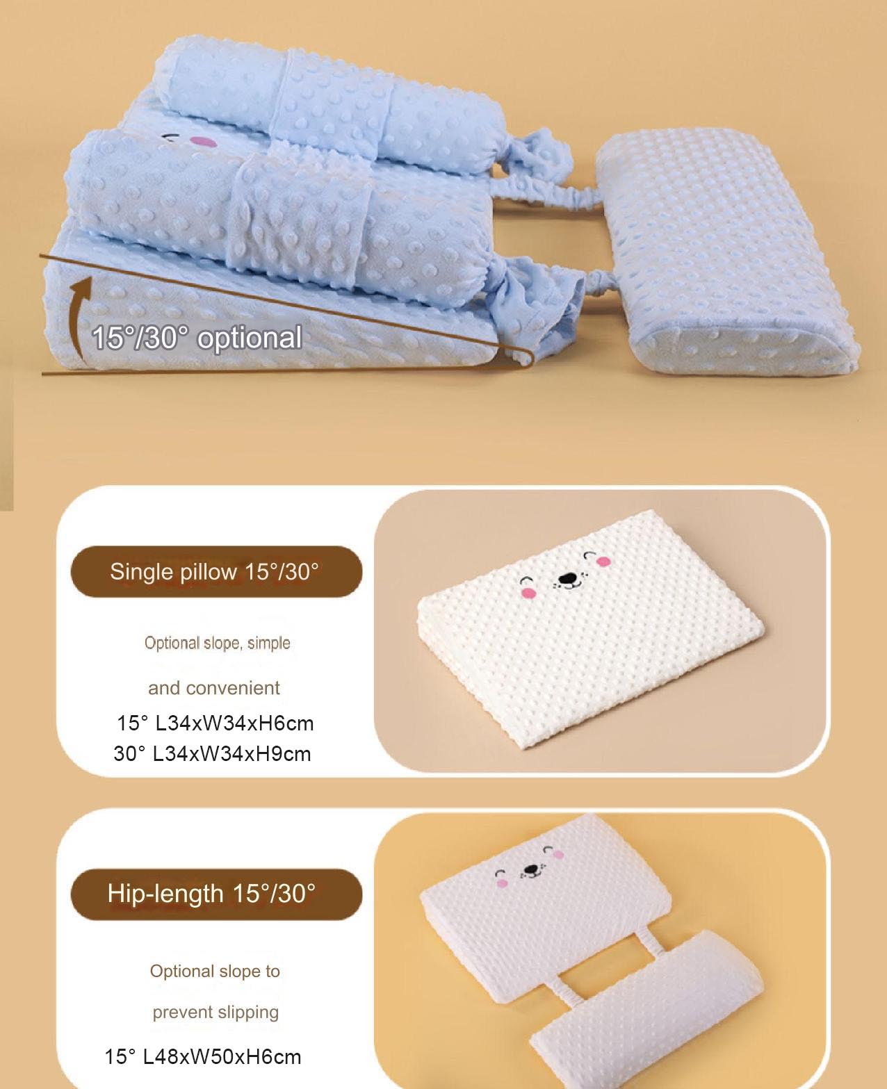 Momobebe Newborn Slope Pad Anti-Roll and Reflux pillow