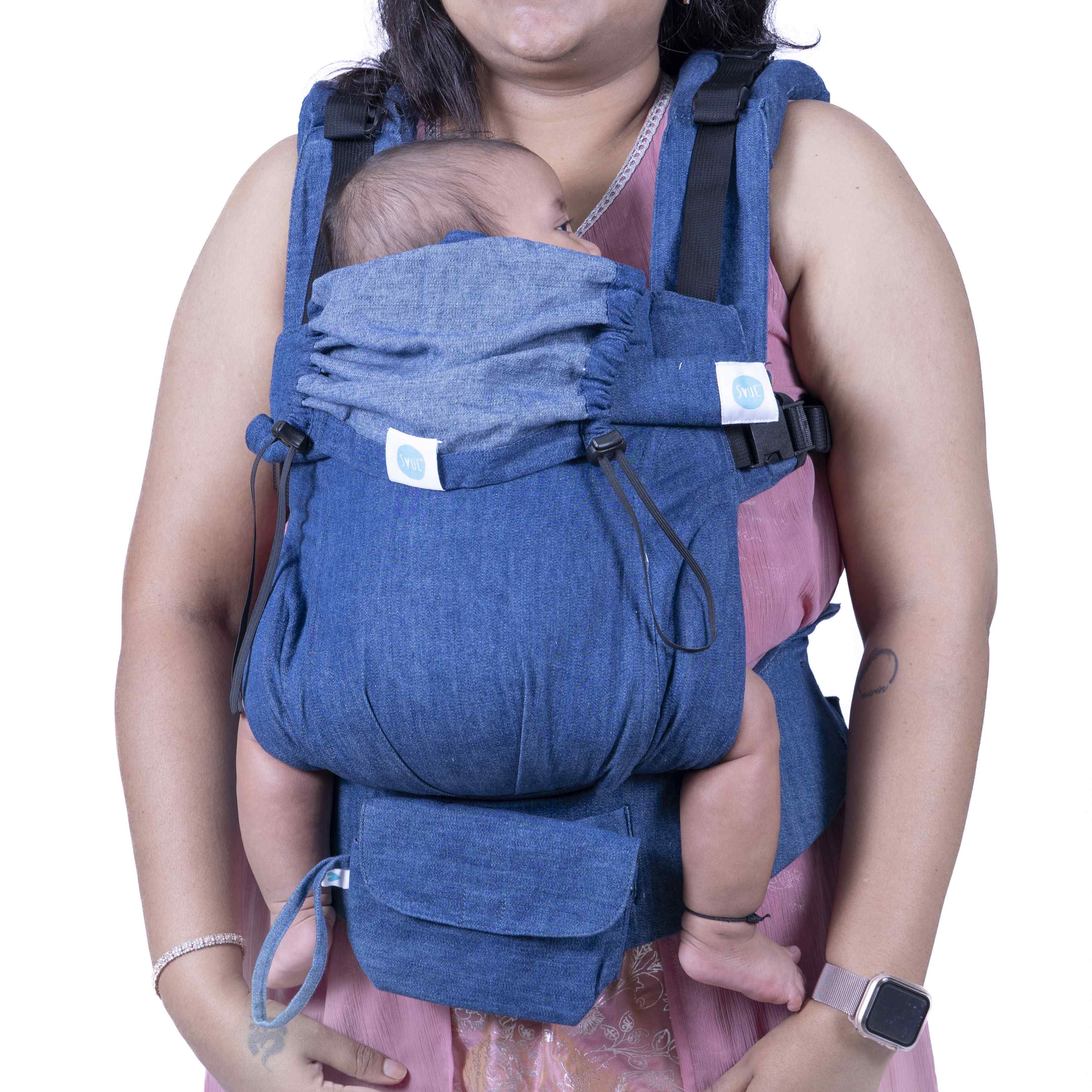 Soulslings Aseema Cotton Baby Carrier - College Days (Denim Blue)