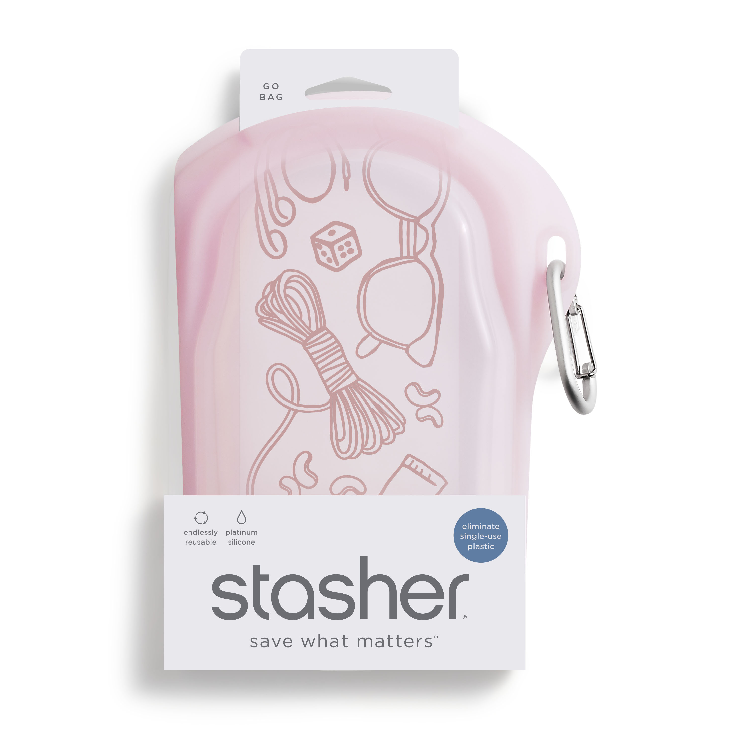 Stasher Go Bag Silicone Pouch With Clip