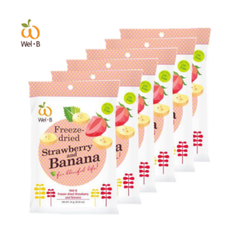(Strawberry Banana) Wel.B Freeze Dried Fruits (Pack of 6)