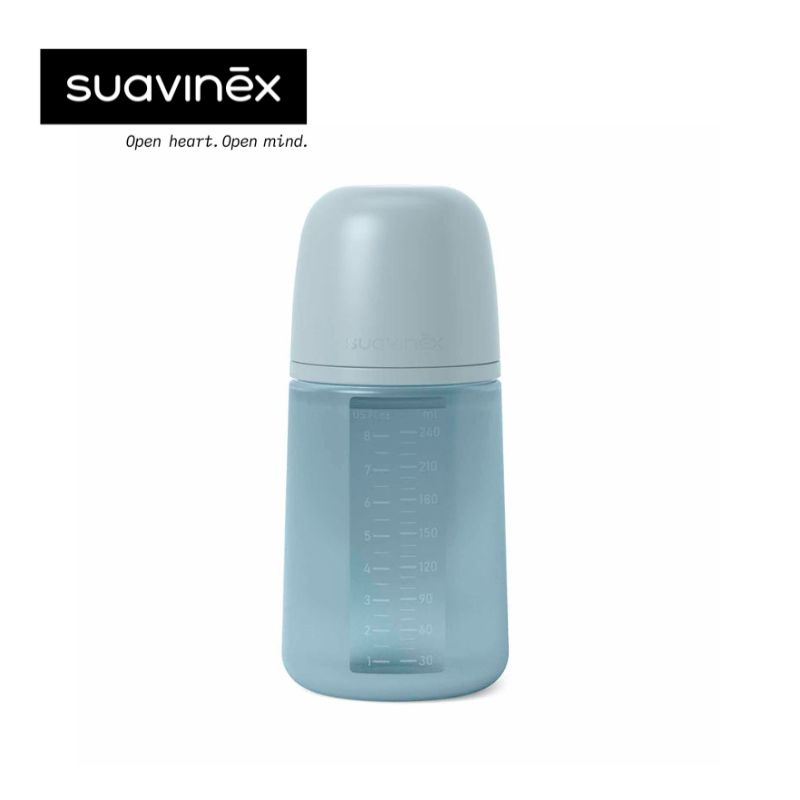 Suavinex 240ml All Silicone Bottle - Blue