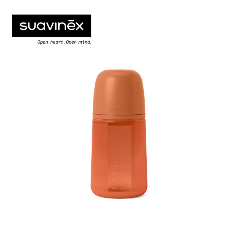 Suavinex 240ml All Silicone Bottle - Brick Red