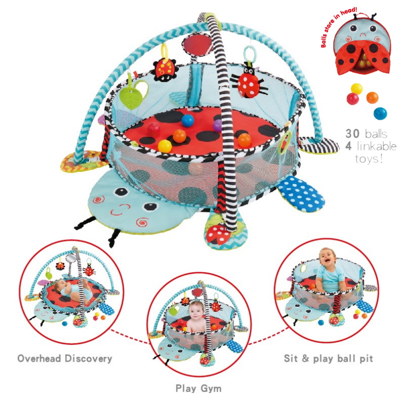Konig Kids 3 in 1 Ladybug Activity Playgym N Ball Pit (include 30 Balls)