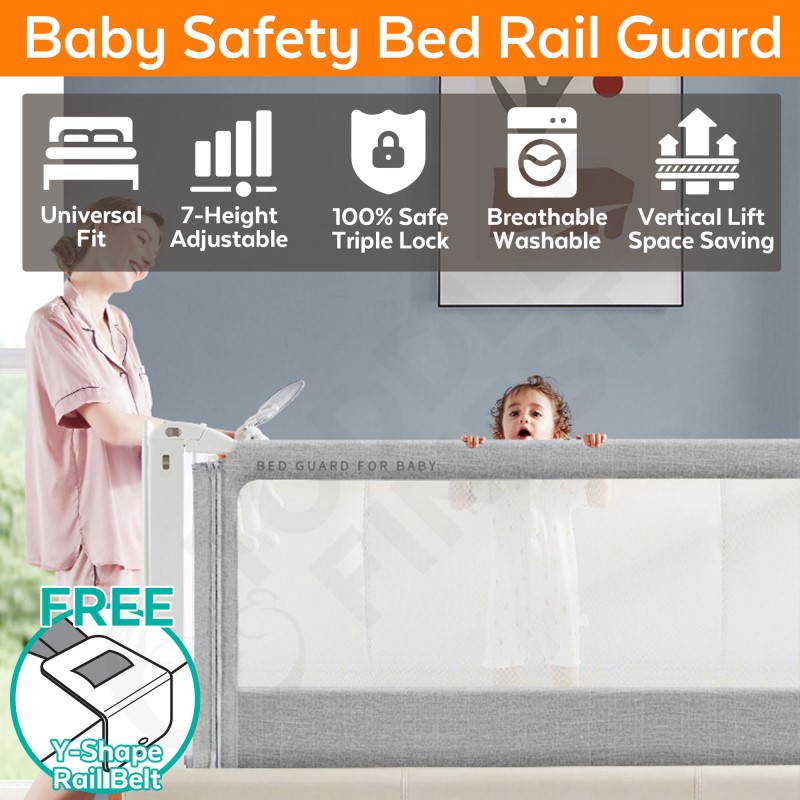 baby-fairToddlerFinest Baby Safety Breathable Washable Mesh Side Bed Bedrail Collapsible Guard (1.5m/ 1.8m/ 2m)