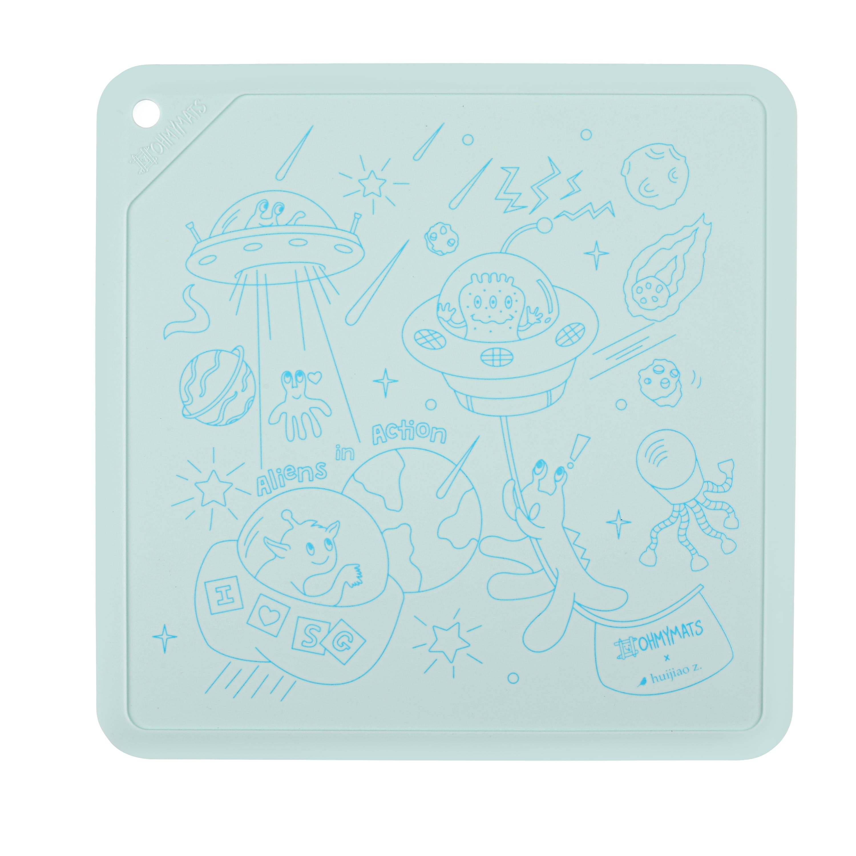 #ohmymats Square Mats - The Blue Series - Aliens in Action