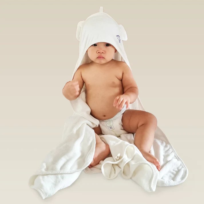 The Cotton Tale Organic Bamboo Bunny Hooded Towel and Mitt