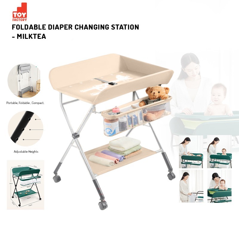 The Toy Factory Foldable Diaper Changing Station Milk Tea