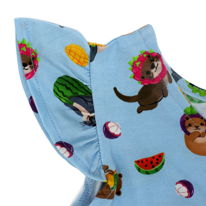 The Tiny Otter - Girl's Flutter Sleeve Dress -  Whole Otter Fruits