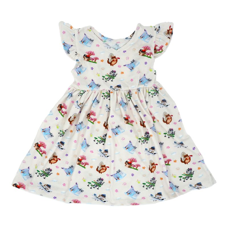 The Tiny Otter - Girl's Flutter Sleeve Dress - No Otter Place I'd Be