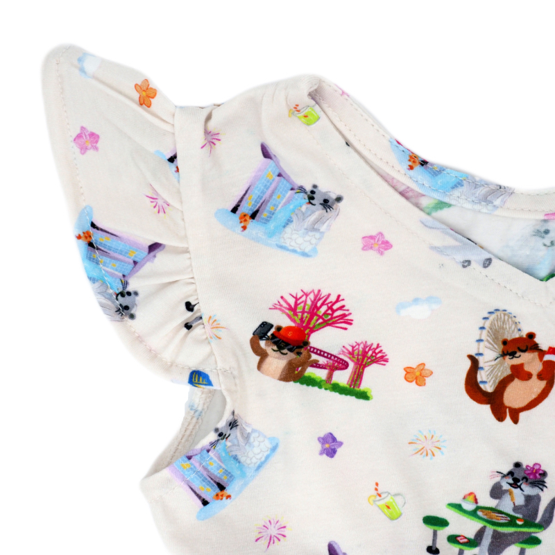 The Tiny Otter - Girl's Flutter Sleeve Dress - No Otter Place I'd Be