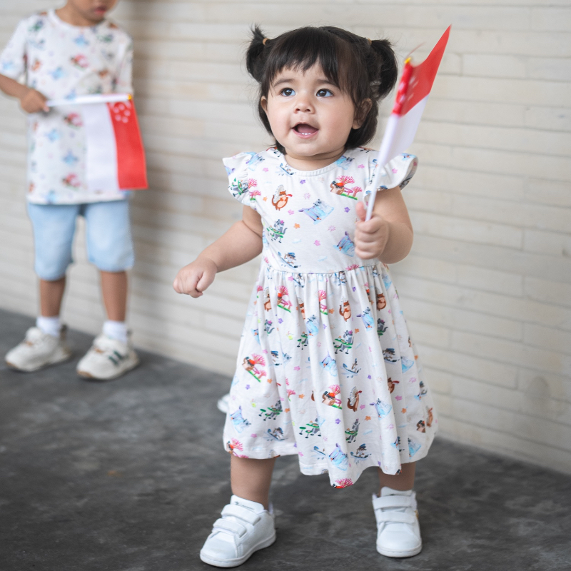 The Tiny Otter - Girl's Flutter Sleeve Dress - No Otter Place I'd Be