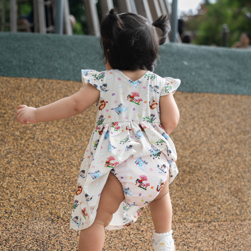 The Tiny Otter - Girl's Flutter Sleeve Dress - No Otter Place I'd Be
