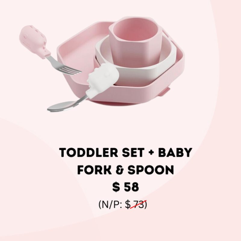 He or She Toddler Set + Baby Spoon & Fork
