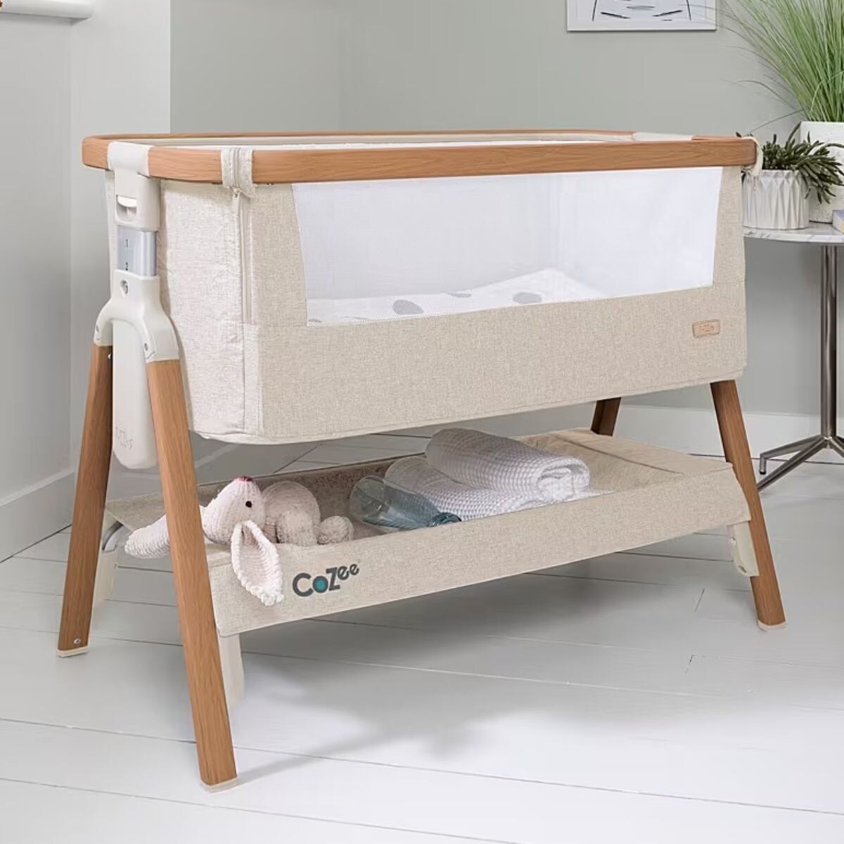 Tutti Bambini Cozee Bedside Crib + Cozee Castros + Cozee Rocking Bar Bundle