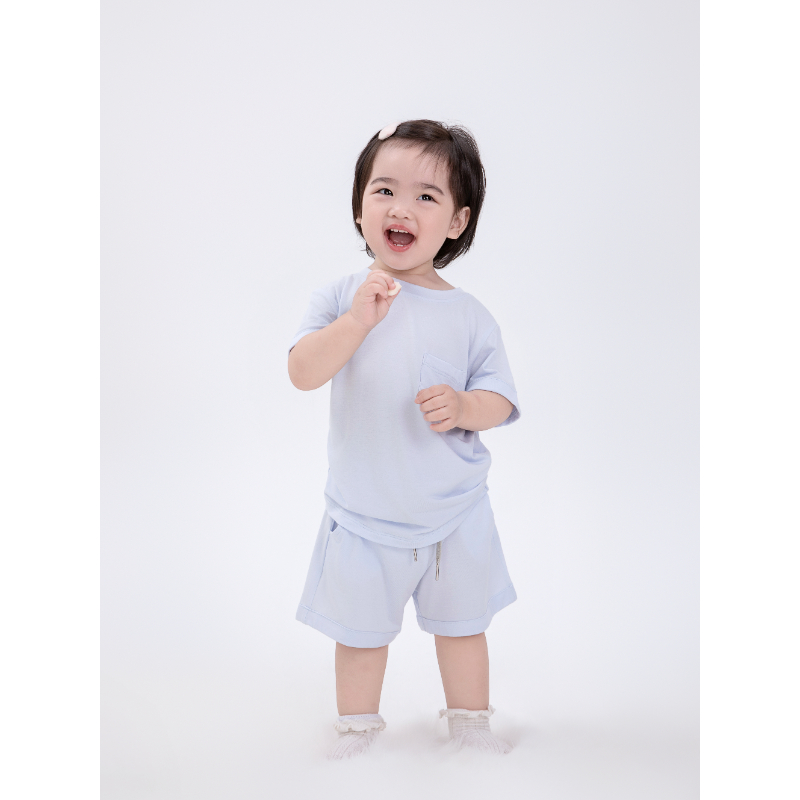 By.Jys Tencel Two-pieces Set in Baby Blue with 2 pockets