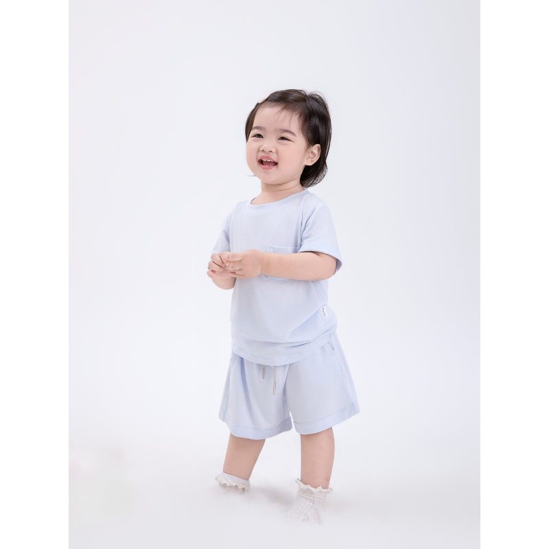 By.Jys Tencel Two-pieces Set in Baby Blue with 2 pockets