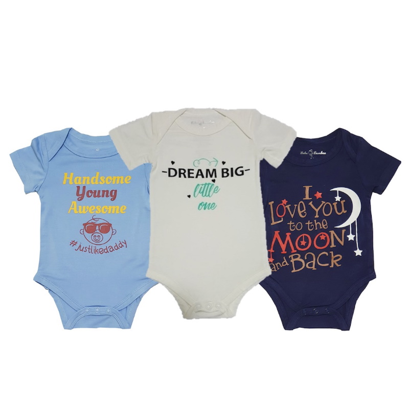 Bebe Bamboo Cute Saying Onesie (I love you to the Moon and Back)
