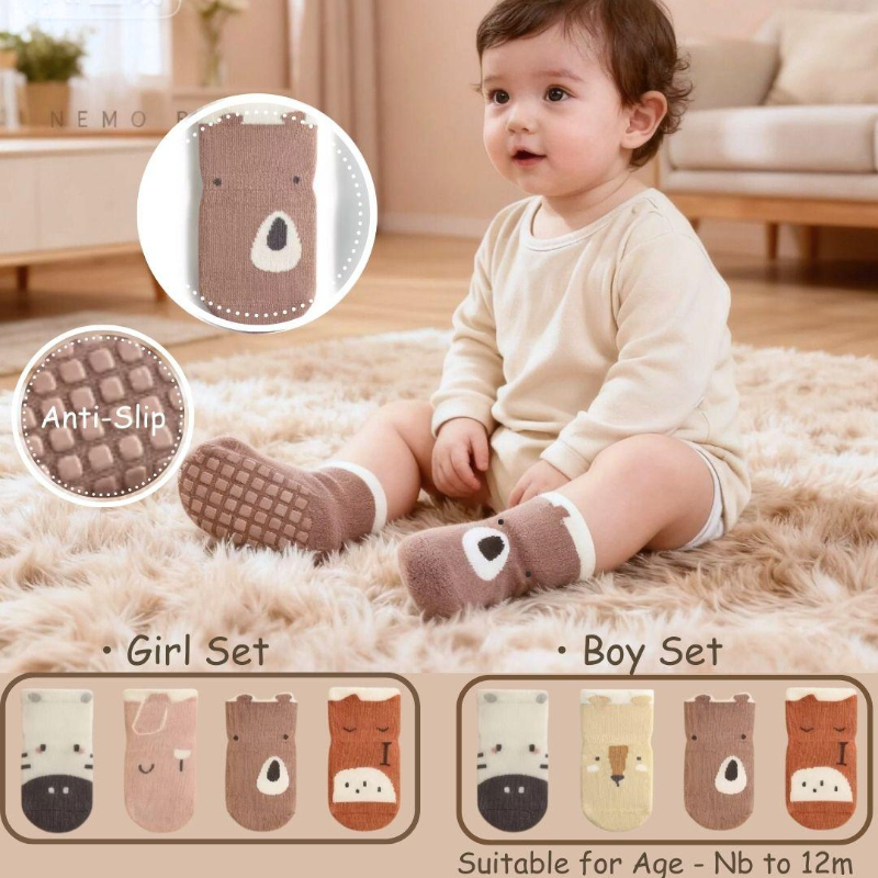 U:Baby Loopy Friends Adorable Baby Booties 4 Pairs Pack