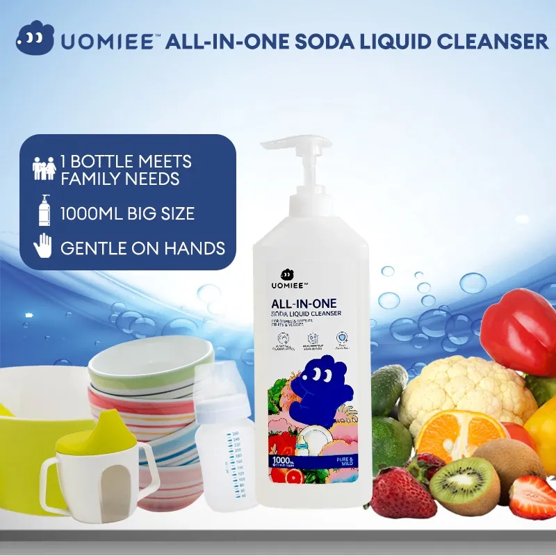 Uomiee All-In-One Liquid Cleanser For Dishes, Fruits & Veggies (1000ml)