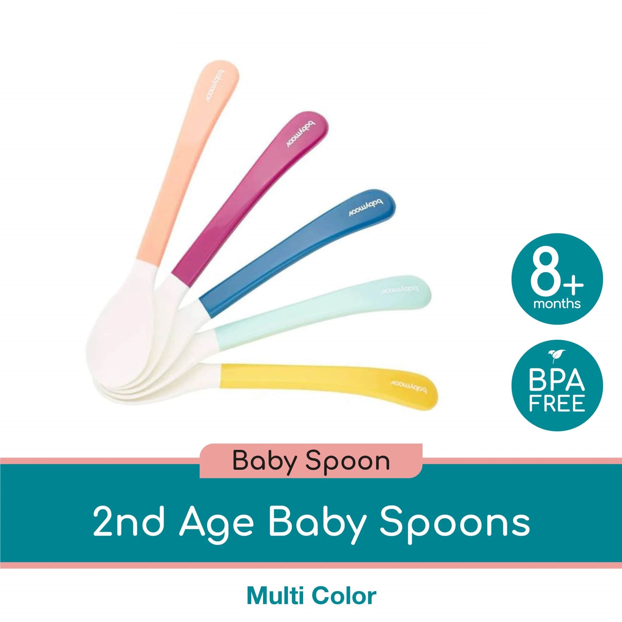 Babymoov 2nd Age Set of 5 Spoons - Multicolours