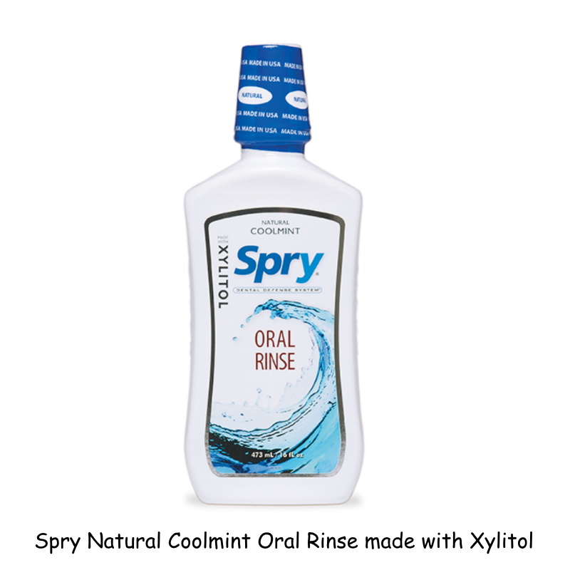 Spry Natural Coolmint Oral Rinse made with Xylitol (Low Alcohol) 2 x 473ml