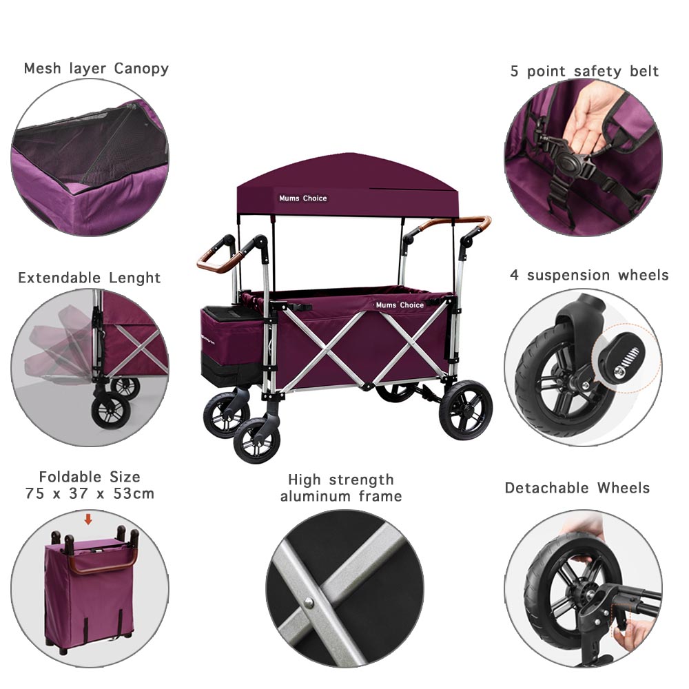 Mums Choice Premium Deluxe Foldable Wagon/ Stroller - Upgraded Version 