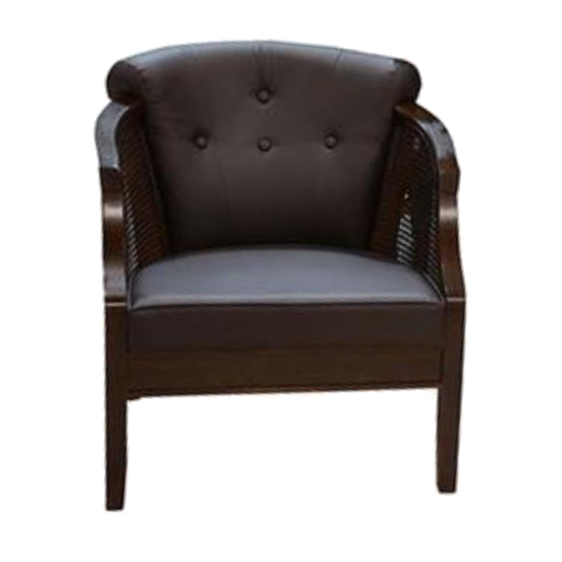 Picket & Rail Winston Solid Wood Leather-Upholstered Lounge Arm Chair