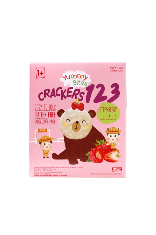 Yummy Bites Rice Crackers 123 Flavor Strawberry 50g