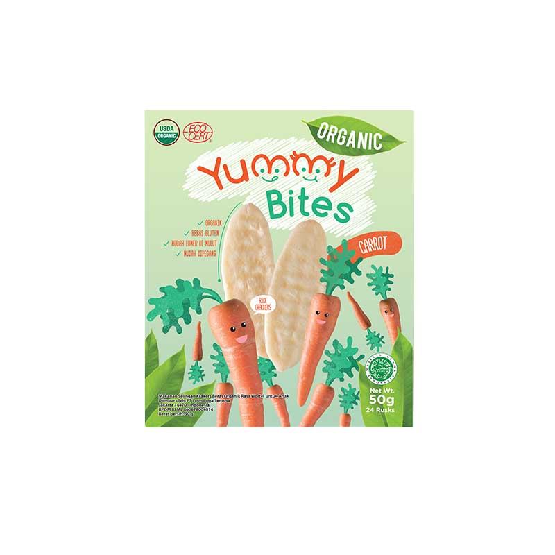Yummy Bites Rice Crackers Flavour Organic Carrot 50g