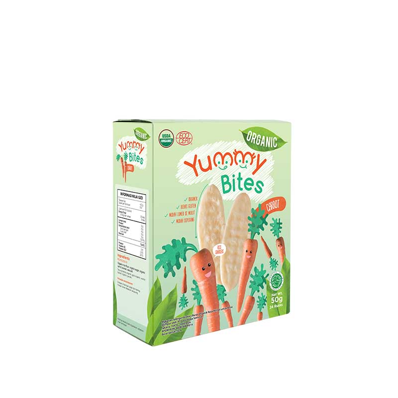 Yummy Bites Rice Crackers Flavour Organic Carrot 50g
