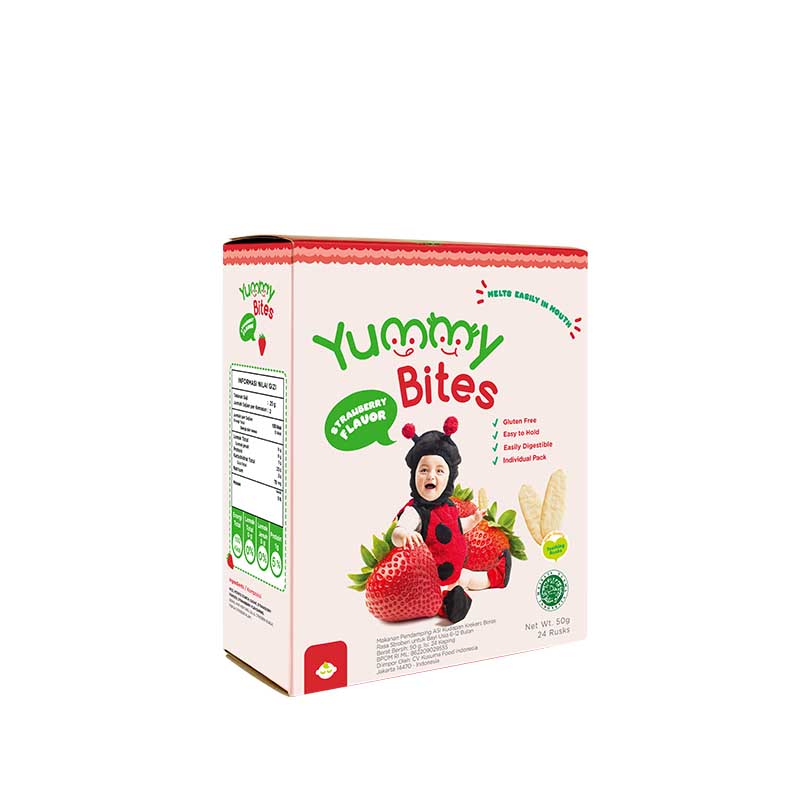Yummy Bites Rice Crackers Flavour Strawberry 50g
