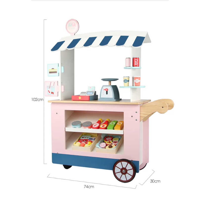 YLB Wooden Shopping Wagon Toy Set